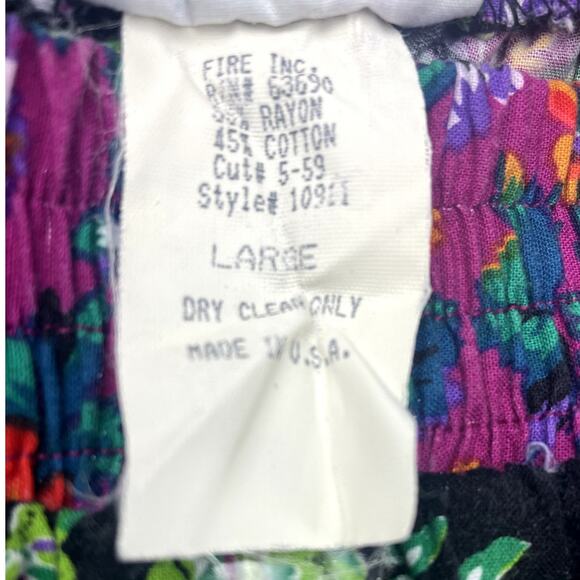 Vintage 90s FIRE Womens (M) Genie Pants Floral Baggy Boho Elastic Barrel USA - Picture 8 of 8